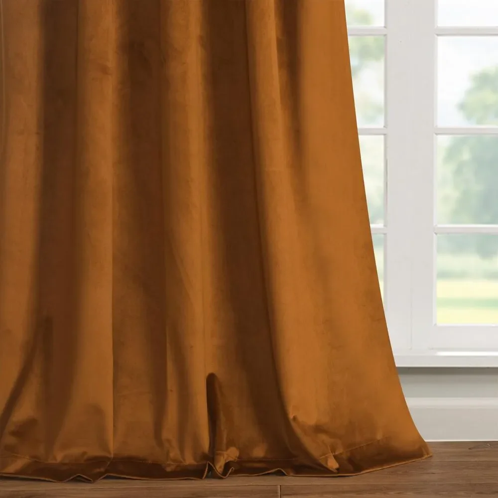 Luxury Soft Brown Velvet Curtains 96 inches